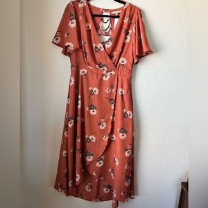 June and Hudson Vintage Pink Floral Dress with Back cutouts